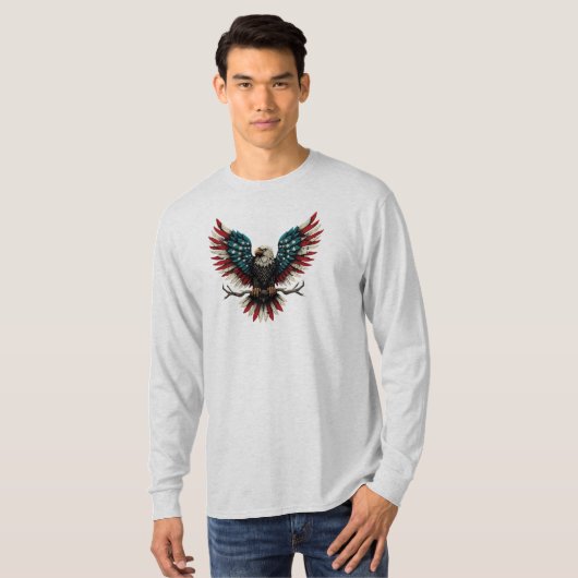 Rustieke patriottische Amerikaanse / USA zeearend T-shirt (Voorkant volledig)