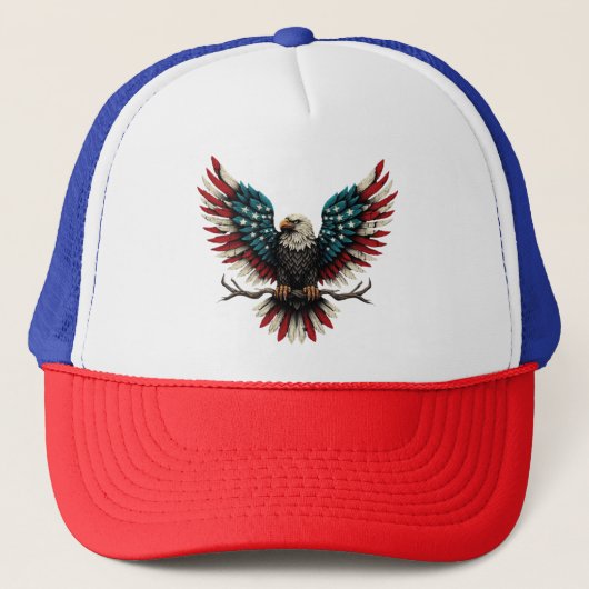 Rustieke patriottische Amerikaanse / USA zeearend Trucker Pet (Voorkant)