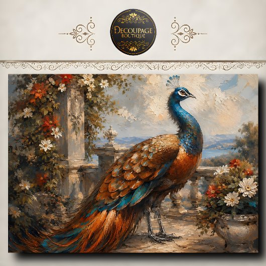 Rustieke Pauw Terras Decoupage Tissuepapier