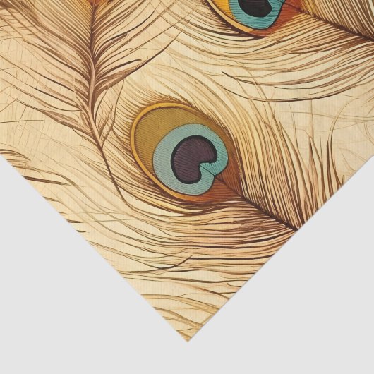 rustieke pauwenveren print tissuepapier (Detail)