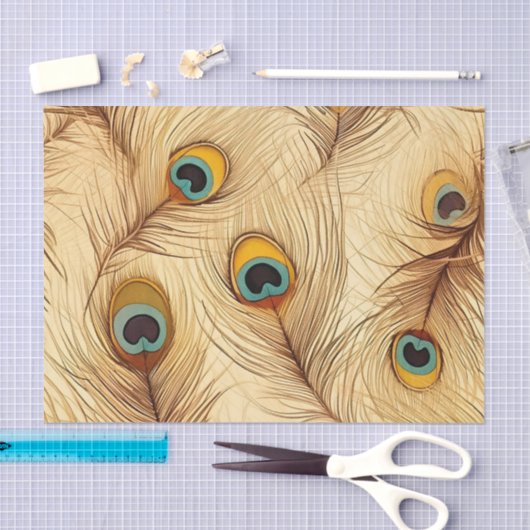 rustieke pauwenveren print tissuepapier (Craft)