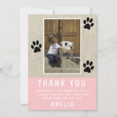 Rustieke Paw Print Roze Verjaardag Foto Dank u Kaart (Voorkant)