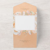 Rustieke Peach Blush & White Floral Geen diner All In One Uitnodiging (Buitenkant)