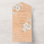 Rustieke Peach Blush & White Floral Geen diner All In One Uitnodiging (Binnen)