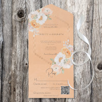 Rustieke Peach Blush & White Floral QR Code