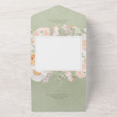 Rustieke Peach Blush & White Floral Sage Diner All In One Uitnodiging (Buitenkant)