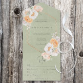 Rustieke Peach Blush & White Floral Sage Diner All In One Uitnodiging
