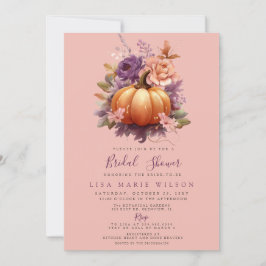 Rustieke Peach Paarse pompoenen Herfst Vrijgezelle Kaart