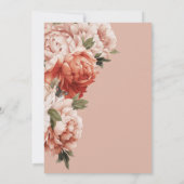 Rustieke Peach & Rust Pioenen op Peach Wedding Kaart (Achterkant)