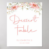 Rustieke Peach Wildflower Dessert Tafelteken Poster (Voorkant)