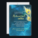 Rustieke Peacock bruiloft repetitie diner Kaart<br><div class="desc">Gouden pauwenveren veren silhouetten en getextureerde achtergrond in tinten van ceruleen blauw ontworpen op maat bruiloft repetitie diner uitnodigingen. De eigentijdse & elegante look van de pauw thema uitnodigingen zal geweldig zijn voor uw BLUE & GOLD COLOR PALETTE BRUILOFT | RUSTIC PEACOCK BRUILOFT OF ELEGANTE COUNTRY BRUILOFT! (U vindt de...</div>