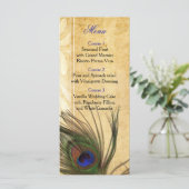 Rustieke Peacock Feather bruiloft menu (Staand voorkant)