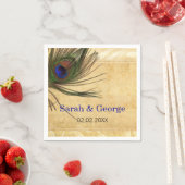 Rustieke Peacock Feather gepersonaliseerde servett Servetten (Insitu)