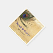 Rustieke Peacock Feather gepersonaliseerde servett Servetten (Hoek)
