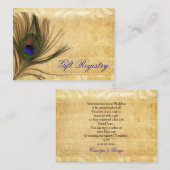 Rustieke Peacock Feather huwelijksgeschenk registe Informatiekaartje (Voorkant / Achterkant)