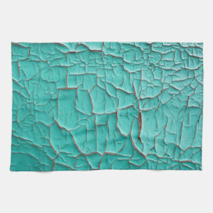 Rustieke peeling verf blauwgroen roze  theedoek