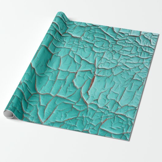 Rustieke Peeling verf turquoise blauwgroen blauw g Cadeaupapier (Uitgerold)