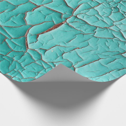 Rustieke Peeling verf turquoise blauwgroen blauw g Cadeaupapier (Hoek)