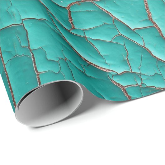 Rustieke Peeling verf turquoise blauwgroen blauw g Cadeaupapier (Rol Hoek)