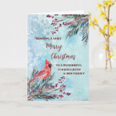 Rustieke peetdochter en familie vrolijk kerstfeest kaart (Gele Bloem)