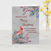 Rustieke peetdochter en familie vrolijk kerstfeest kaart (Gele Bloem)