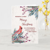 Rustieke peetdochter en familie vrolijk kerstfeest kaart (Gele Bloem)