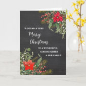 Rustieke peetdochter en familie vrolijk kerstfeest kaart (Gele Bloem)