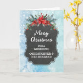 Rustieke peetdochter & haar man Vrolijk kerstfeest Kaart (Gele Bloem)