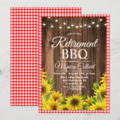Rustieke Pensioen BBQ Zonnebloem Uitnodiging (Voorkant / Achterkant)