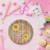 Rustieke Pensioen Bloemige Zonnebloem Feest Papieren Bordje (Feest)