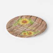 Rustieke Pensioen Bloemige Zonnebloem Feest Papieren Bordje (Gekanteld)