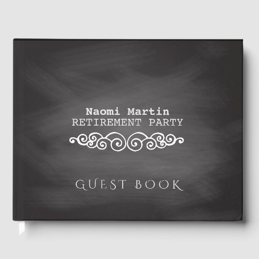 rustieke pensioenpartij |  schoolbord gastenboek (Voorkant)