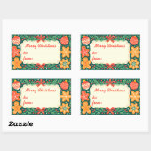 Rustieke peperkoek Holly Krans Vrolijk Kerstmis Rechthoekige Sticker (Vel)