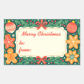 Rustieke peperkoek Holly Krans Vrolijk Kerstmis Rechthoekige Sticker (Voorkant)