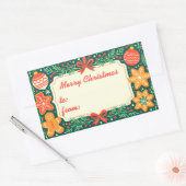 Rustieke peperkoek Holly Krans Vrolijk Kerstmis Rechthoekige Sticker (Envelop)