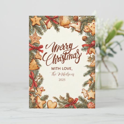 Rustieke peperkoek Kerstmis Feestdagenkaart (Staand voorkant)