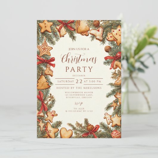 Rustieke peperkoek Kerstmis Kaart (Staand voorkant)