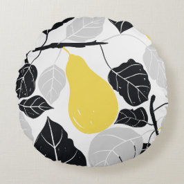 Rustieke peren Geel Zwart Rond Kussen