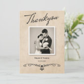  rustieke perkament bruiloft Dank u Kaart (Staand voorkant)