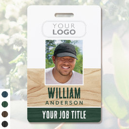 Rustieke personeels ID Naam Logo Foto Houtnerf Gro Badge