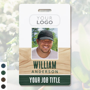 Rustieke personeels ID Naam Logo Foto Houtnerf Gro Badge