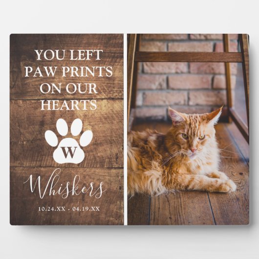 Rustieke Persoonlijke Pootafdruk Kat Ter Herinneri Fotoplaat (Voorkant)