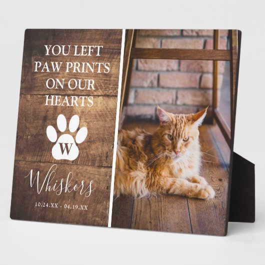 Rustieke Persoonlijke Pootafdruk Kat Ter Herinneri Fotoplaat (Zijkant)