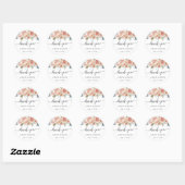 Rustieke Perzik Bloem Calligrafie Dank Je Sticker (Vel)