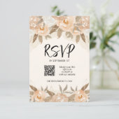 Rustieke perzik bloemen bruiloft RSVP kaartje (Staand voorkant)