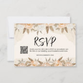 Rustieke perzik bloemen bruiloft RSVP kaartje (Voorkant)