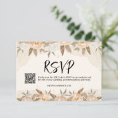 Rustieke perzik bloemen bruiloft RSVP kaartje (Staand voorkant)