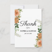 Rustieke Perzik Bloemen Huwelijk Dank u kaart (Voorkant)