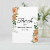 Rustieke Perzik Bloemen Huwelijk Dank u kaart (Staand voorkant)
