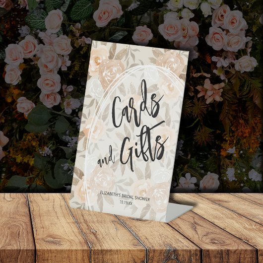 Rustieke Perzik Bloemen KAARTEN en GESCHENKEN Vrij Reclamebord Met Voetstuk